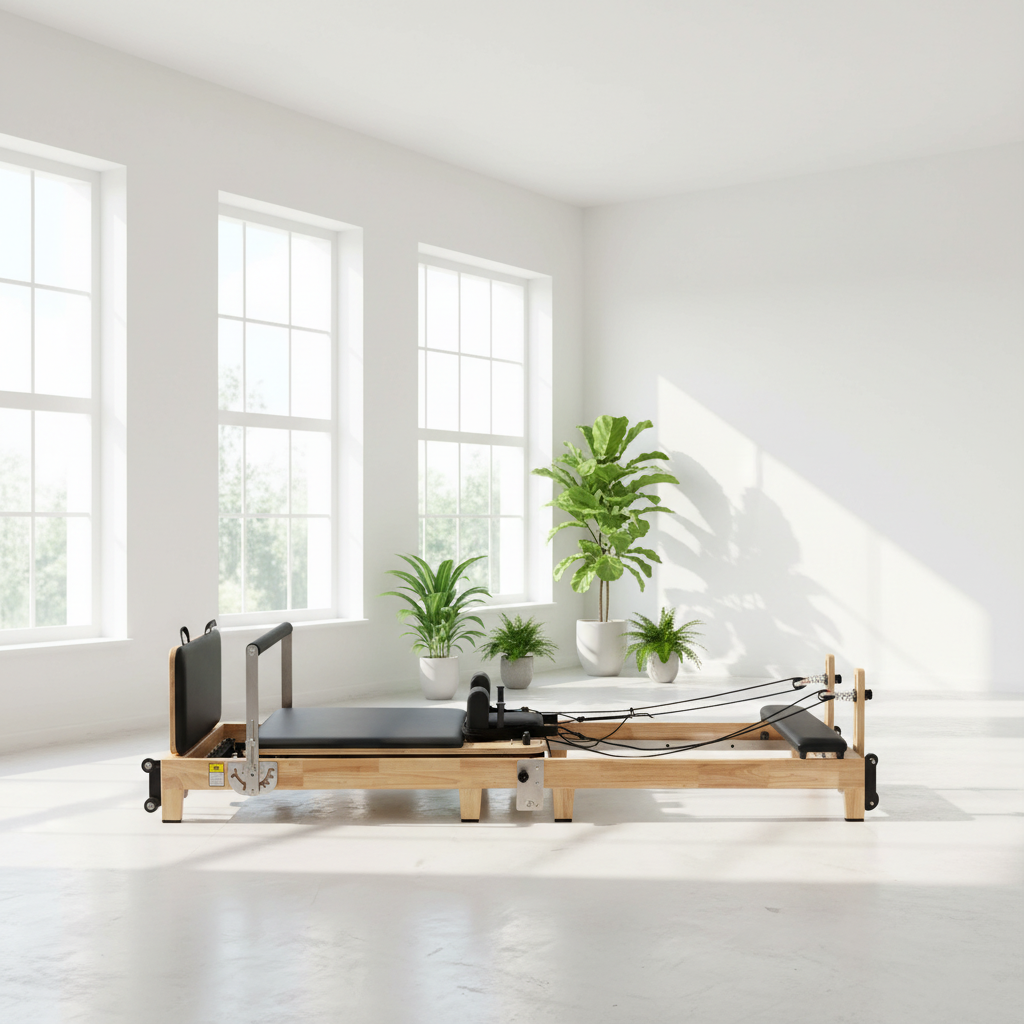 Pilates & Yoga Unleashed International Academy Yonkers - Premium Oak Foldable Pilates Reformer, Adjustable