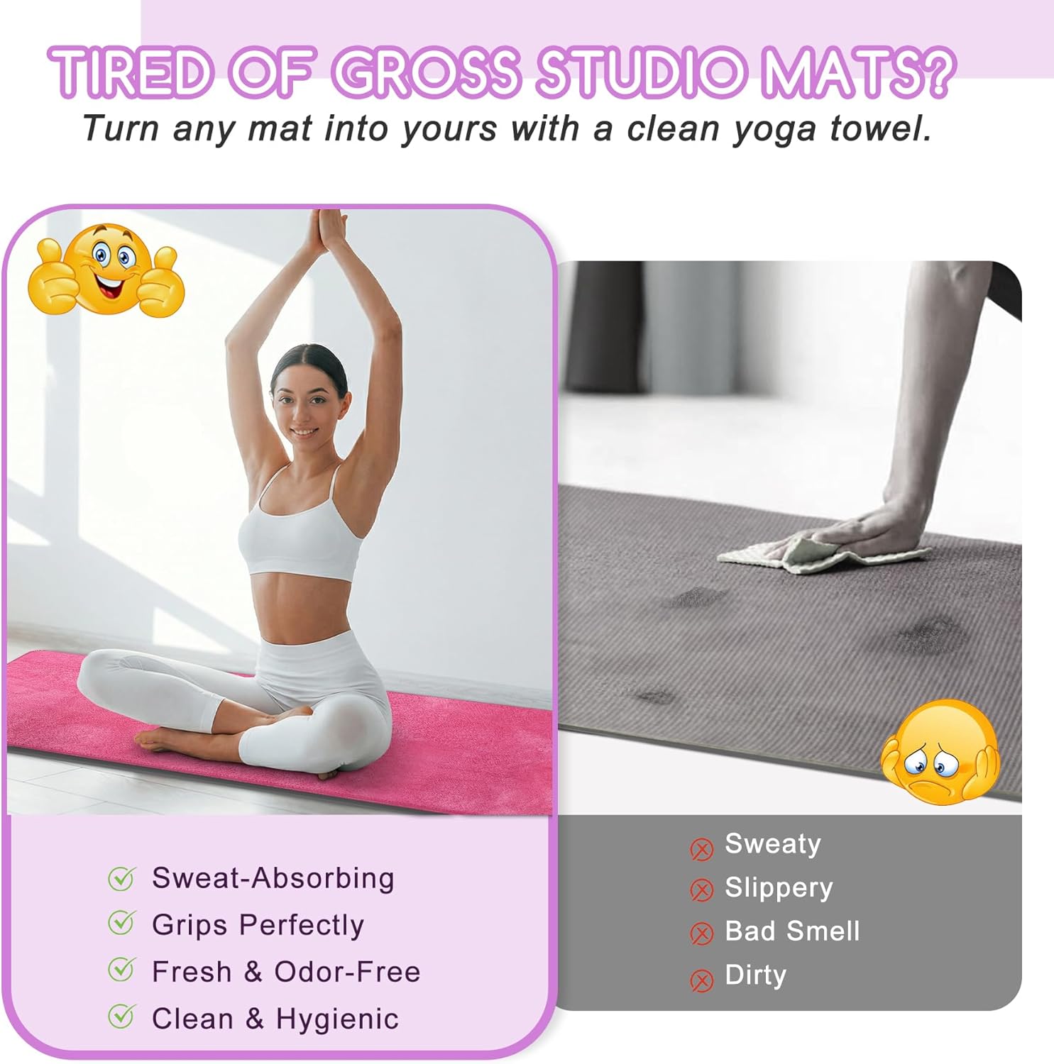Yoga Mat Towel, Extra Thick 60 - Pilates Yoga Towel ulasan dan harga