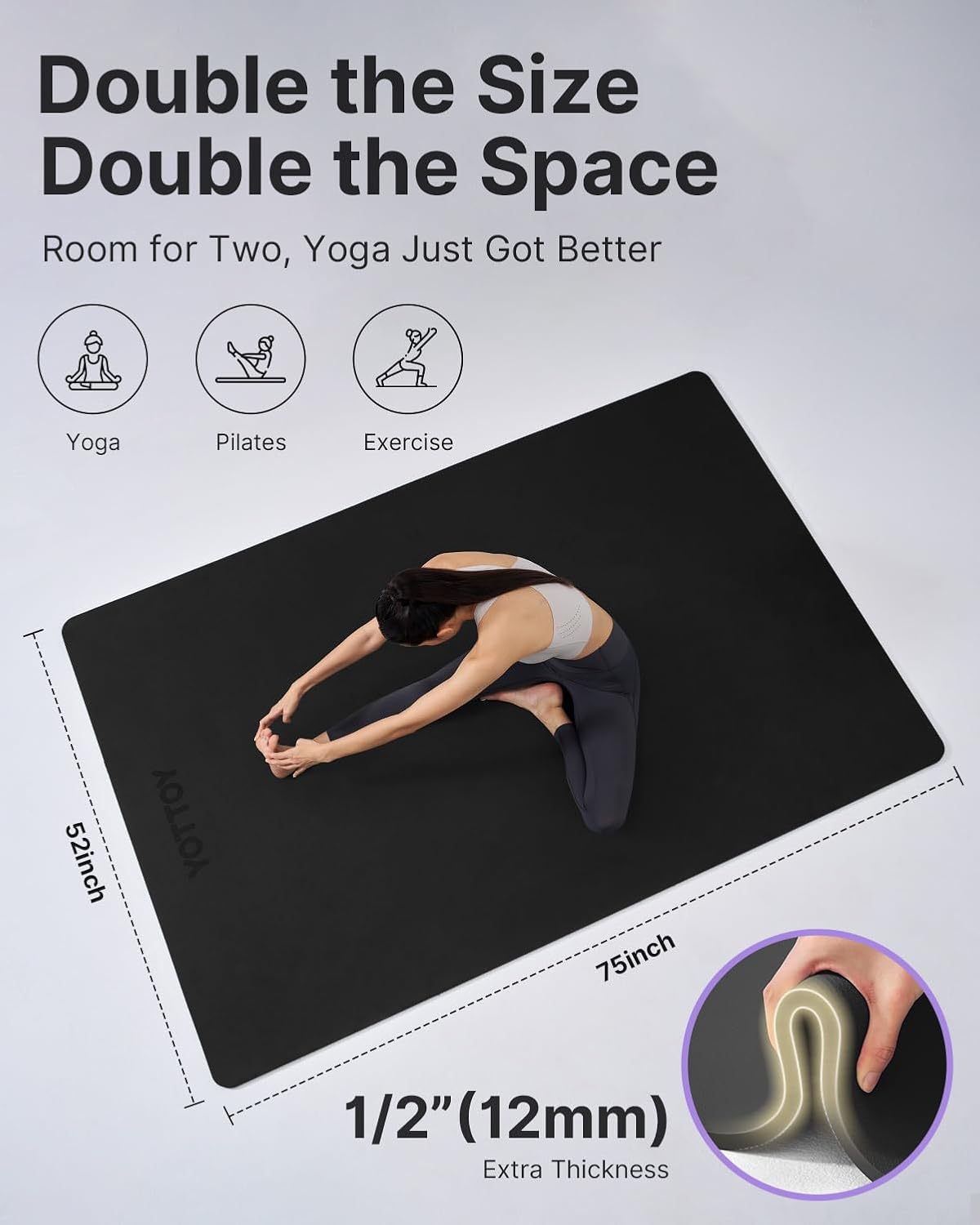 Large Yoga Mat 75x52x1/2in, Ex - Pilates Yoga Towel ulasan dan harga